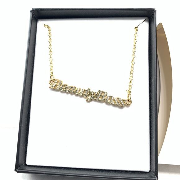 Zagwear Beauty Boss Necklace by Avon  20" Chain with Rhinestone Bar New Boxed - Picture 3 of 4